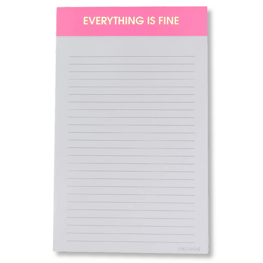 Chez Gagné - Everything Is Fine - Lined Notepad - Pink - 65 perforated pages - 5x8