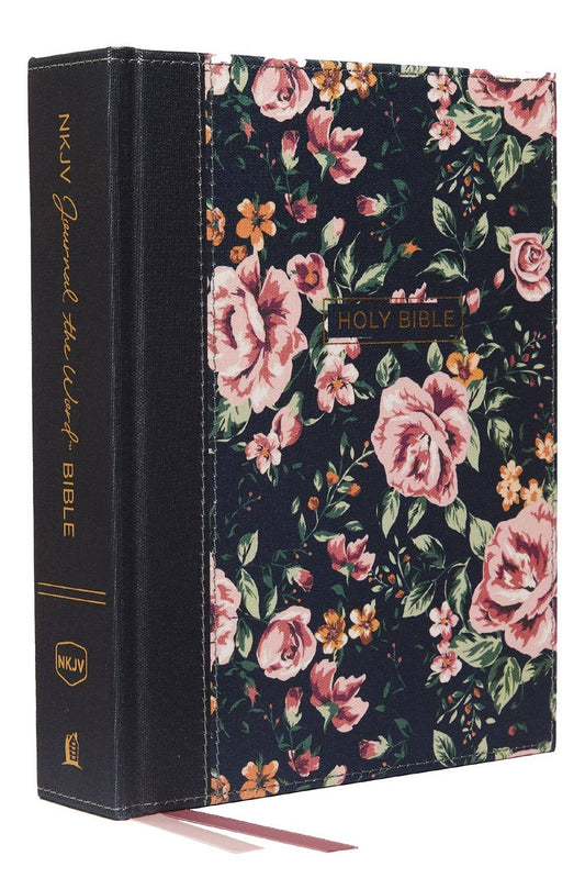 HarperCollins Christian Publishing - NKJV, Journal the Word Bible, Cloth over Board, Blue Floral,