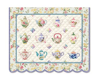 Quilted Tea Cup Embossed, Die-cut Boxed Note Cards