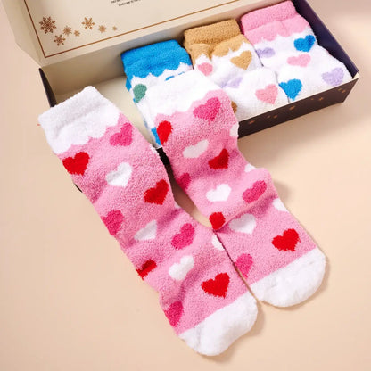 Hearts Pattern Fuzzy Socks Assorted