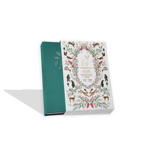 'Deer' Woodlands Teal – Cuaderno A5 con cuadrícula de puntos en acuarela