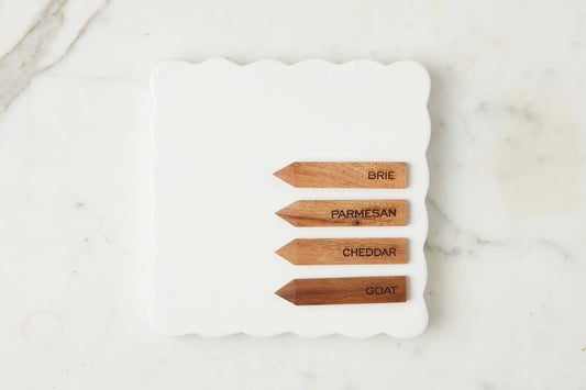 Square Scalloped Cheese Board with Cheese Markers
