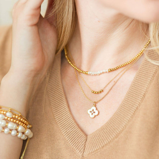 Simple Layered Quatrefoil Necklace