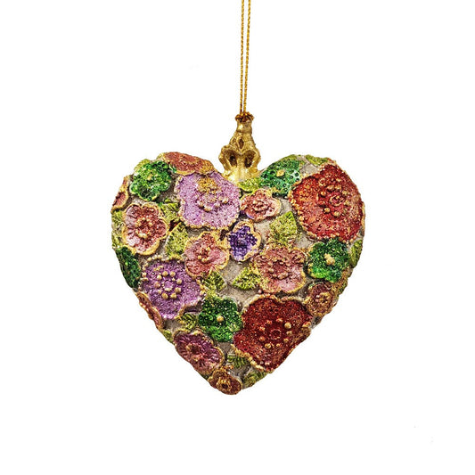 Beaded Petals Heart Ornament 3.5"