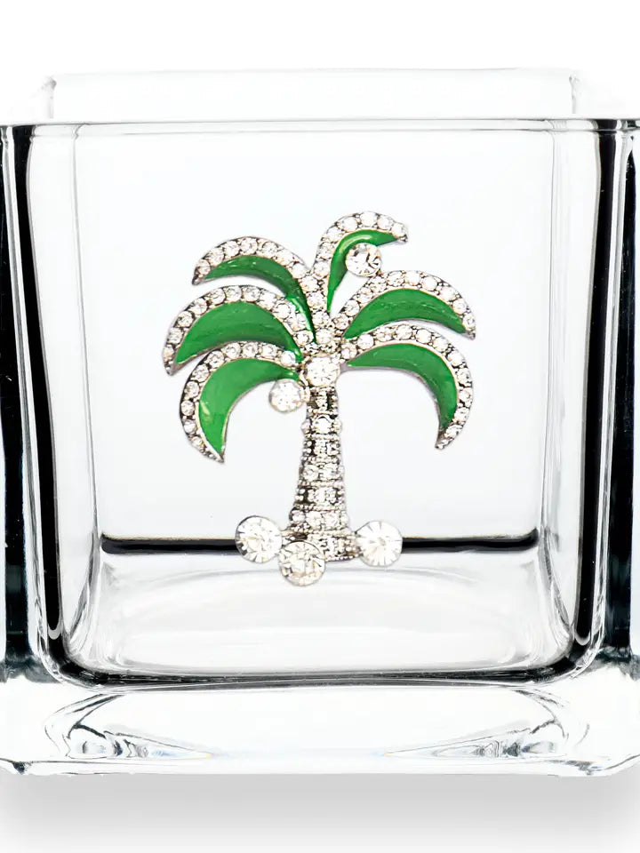 Green Diamond Palm 4x4 Candle Holder