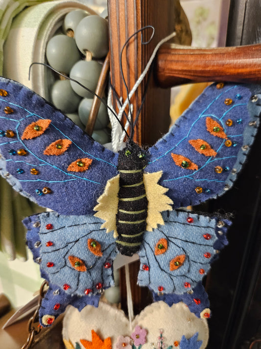 Plush Large Blue Butterfly Ornament